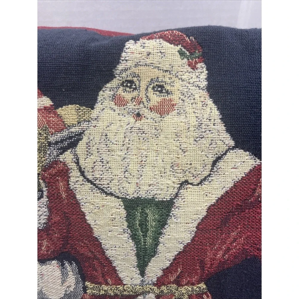 Vtg Old World Santa‎ Claus Father Christmas Tapestry Pillow 16 in x 15 in x 3 in